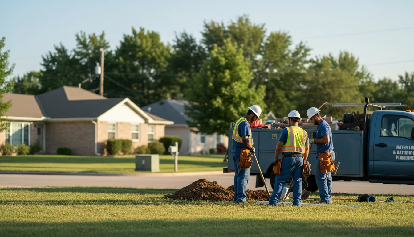 Residential water line and bathroom plumbing service in Scroggins, TX
